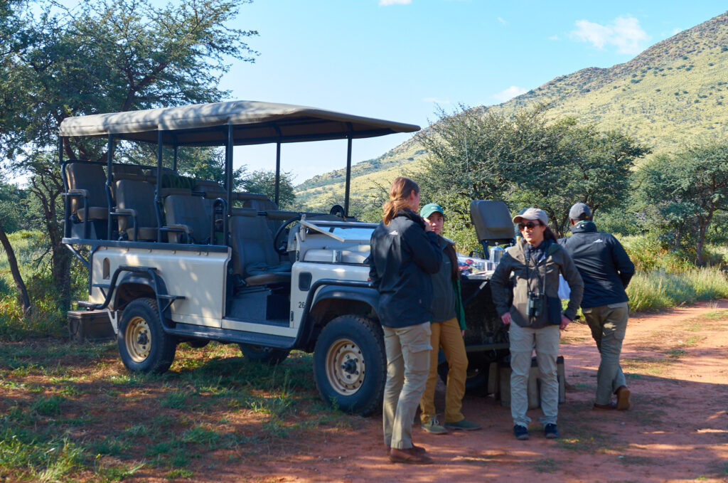 Guests enjoying a morning break at Tswalu